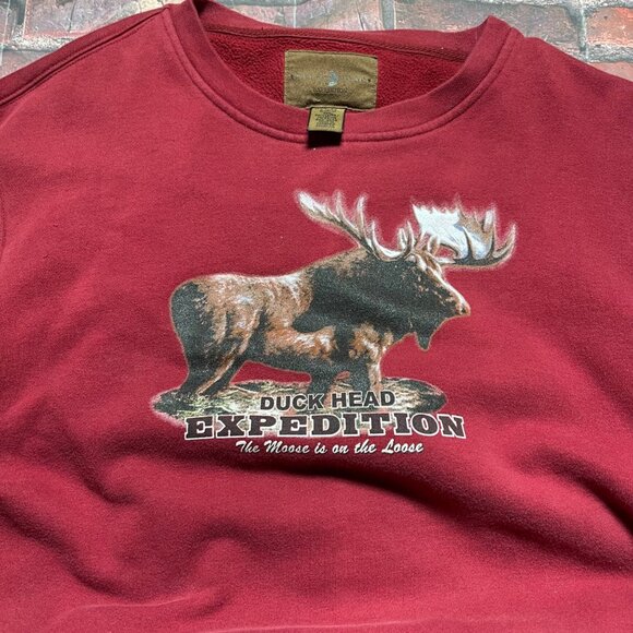 Vintage Duck Head Moose Graphic Moose on the Loose Crewneck Sweatshirt Siz XL - Picture 2 of 5